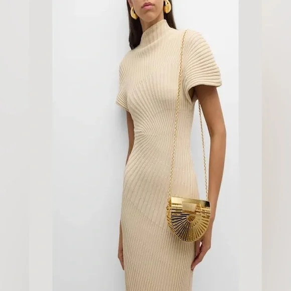 Cult Gaia Metallic Gaia's Ark Top Handle Clutch Nano Acrylic Crossbody Bag Gold - Picture 11 of 11